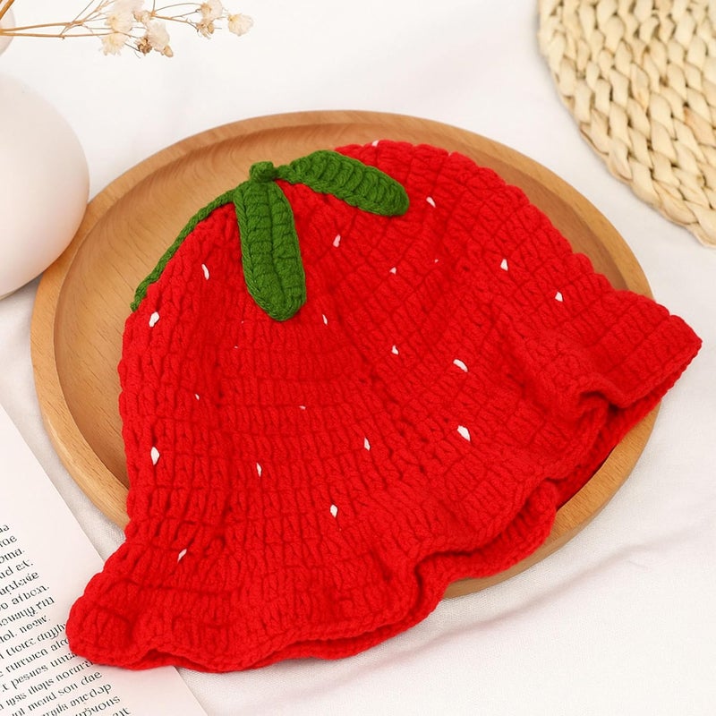 Ahouws Crochet Bucket Hat Women Trendy Knit Floppy Cap Cute Boho Handmade Beanies Outdoor Boho Travel Fishing Hat - Image 3